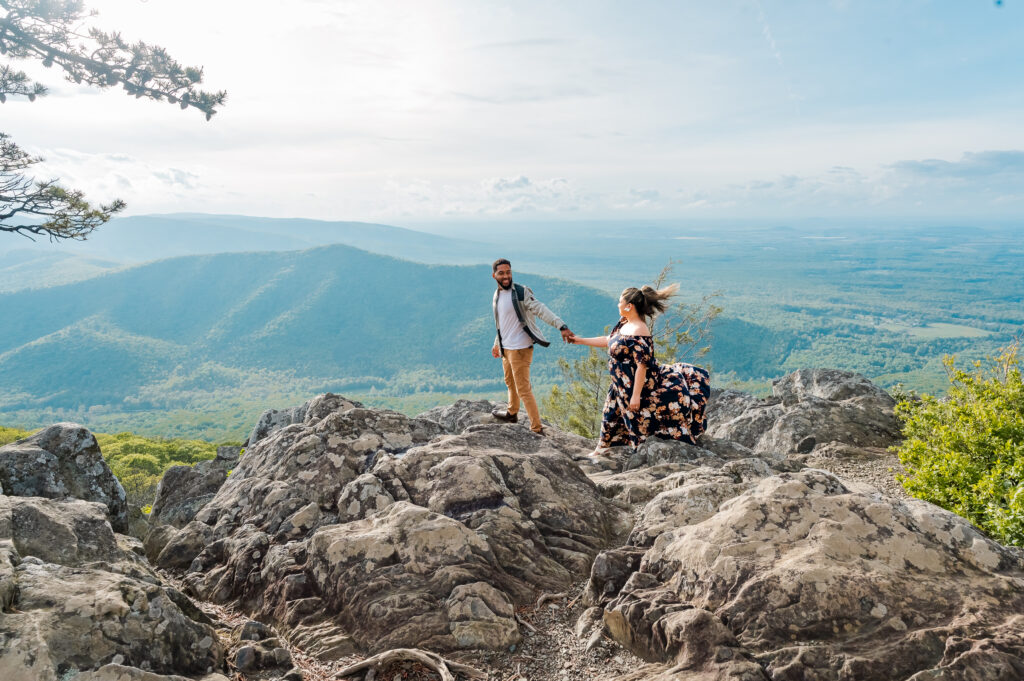 Surprise wedding proposal in the mountains