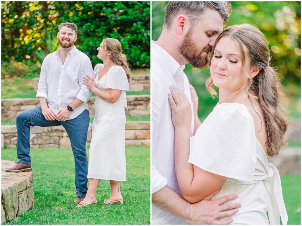 Classic Duke Gardens engagement photos during the summer sunset by JoLynn Photography