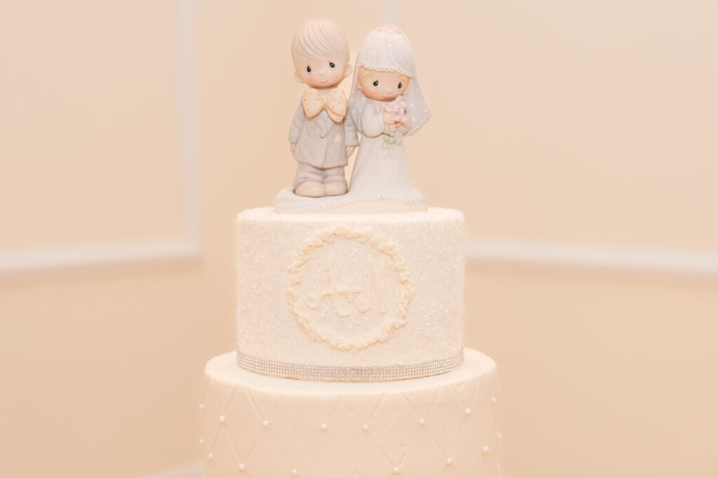 Three tier Precious Moments wedding cake at the Hudson Manor