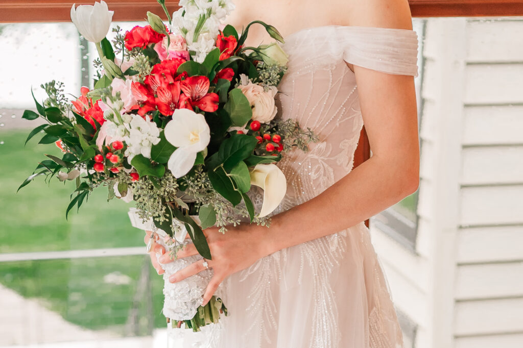 A gorgeous bridal wedding bouquet used by a bride from a local Raleigh wedding florist