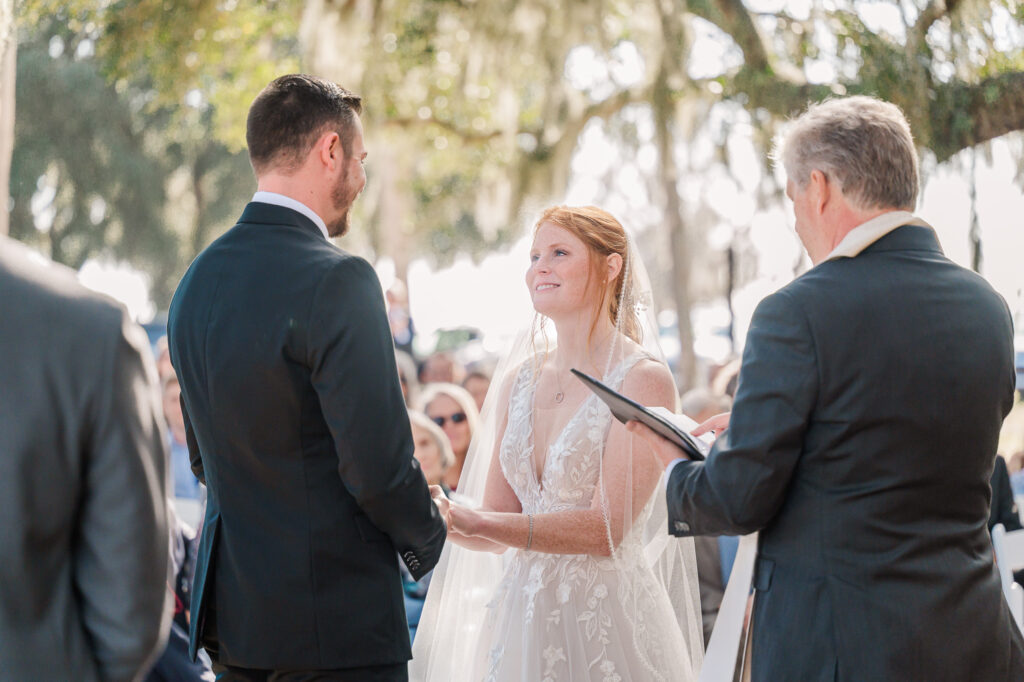 A newly wed couple saying their vows in the Lowcountry by JoLynn Photography