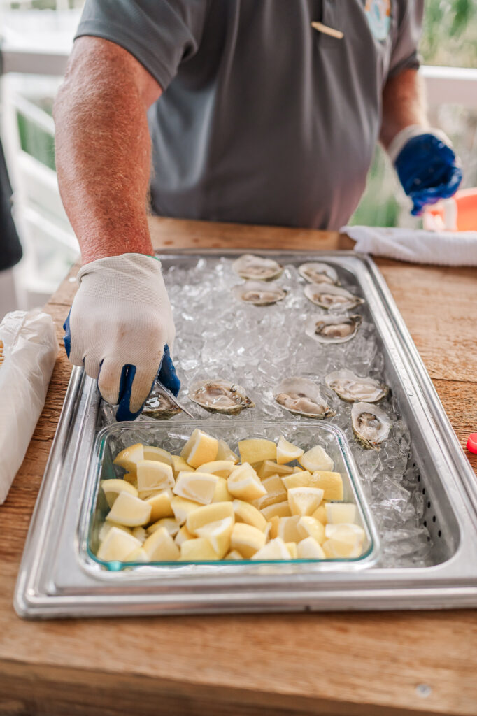 An oyster raw bar at The Cottage in Atlantic Beach