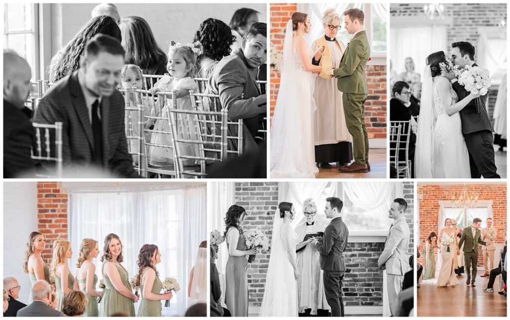 A wedding ceremony space at the Woolen Mill Fredericksburg