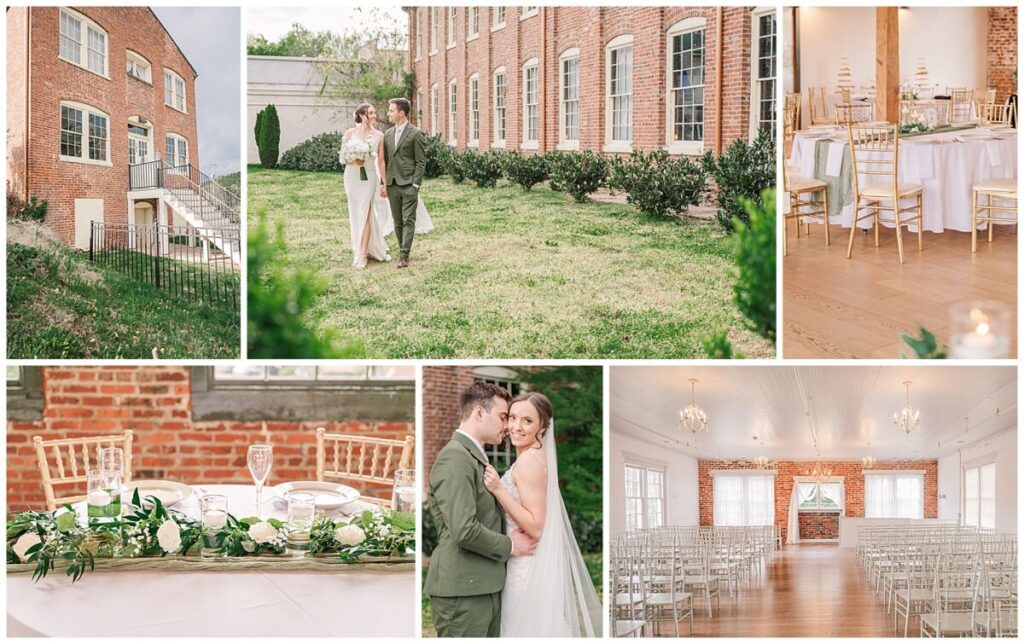 A stunning June timeless wedding day on the Rappahannock River at the Woolen Mill Fredericksburg by JoLynn Photography