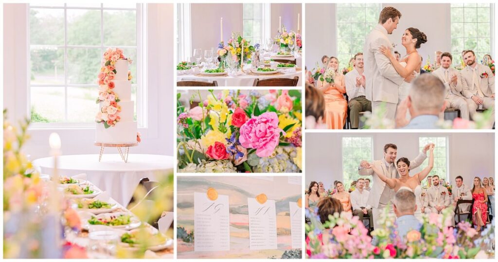 A bright and colorful wedding reception at Guildford Farm by JoLynn Photography