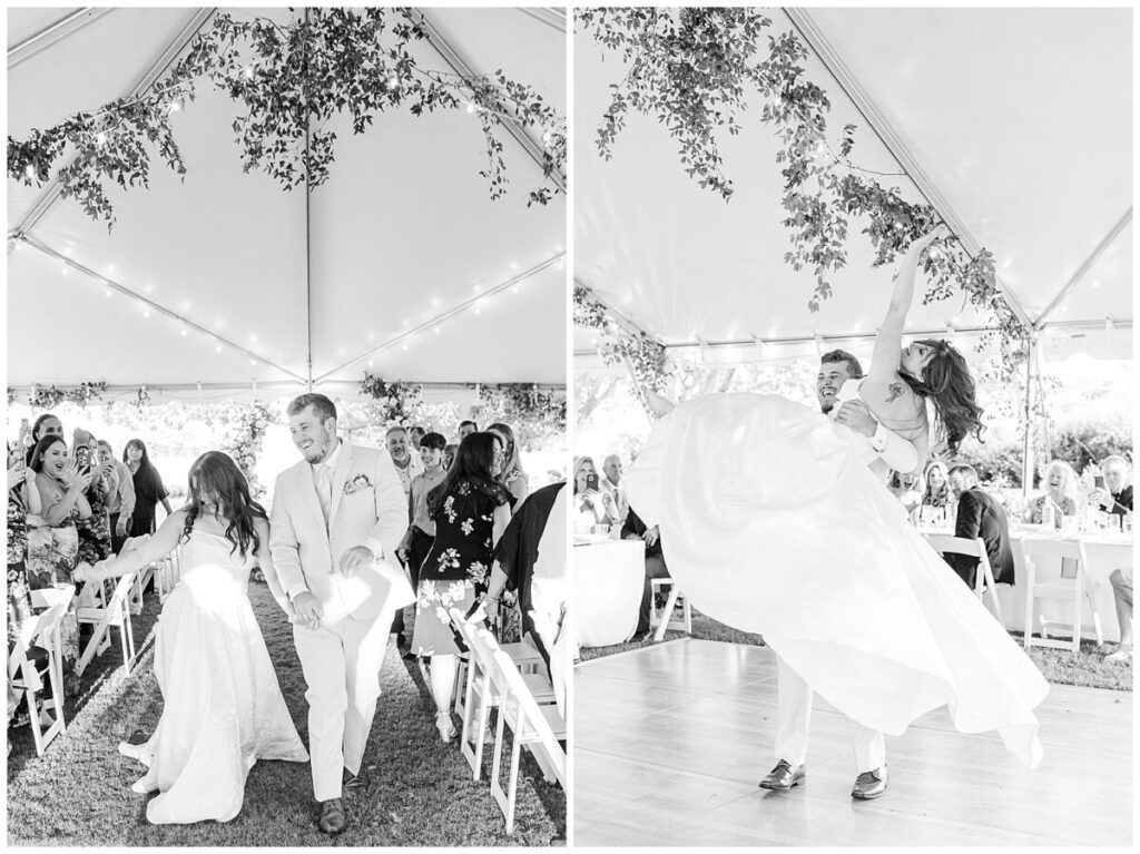A loving couple dressed in tan, an array of pastels, and surrounded by garden greenery on their fall wedding day at an estate wedding venues North Carolina by JoLynn Photography