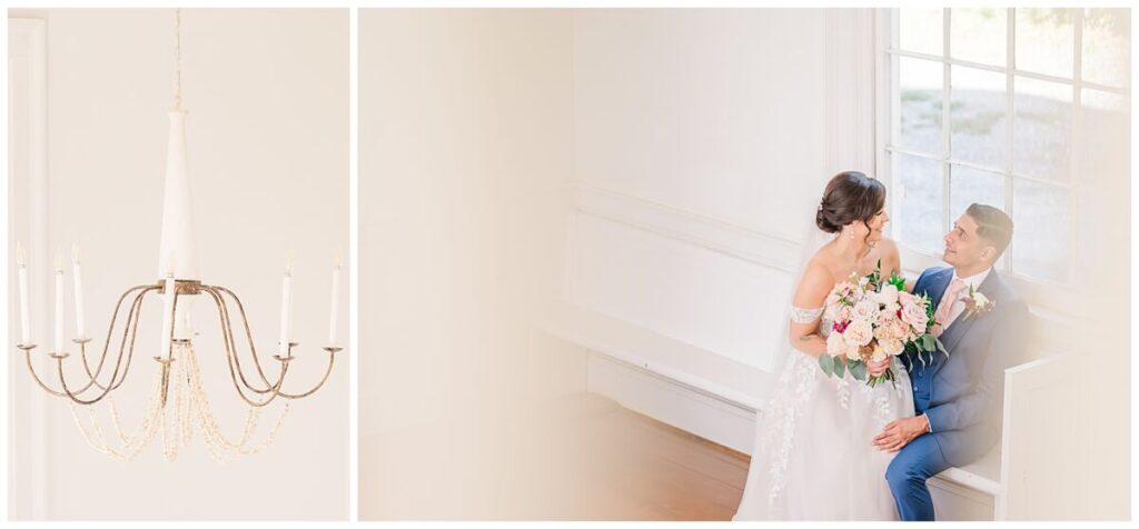 A first look in the all white chapel at Waverly Estate by JoLynn Photography