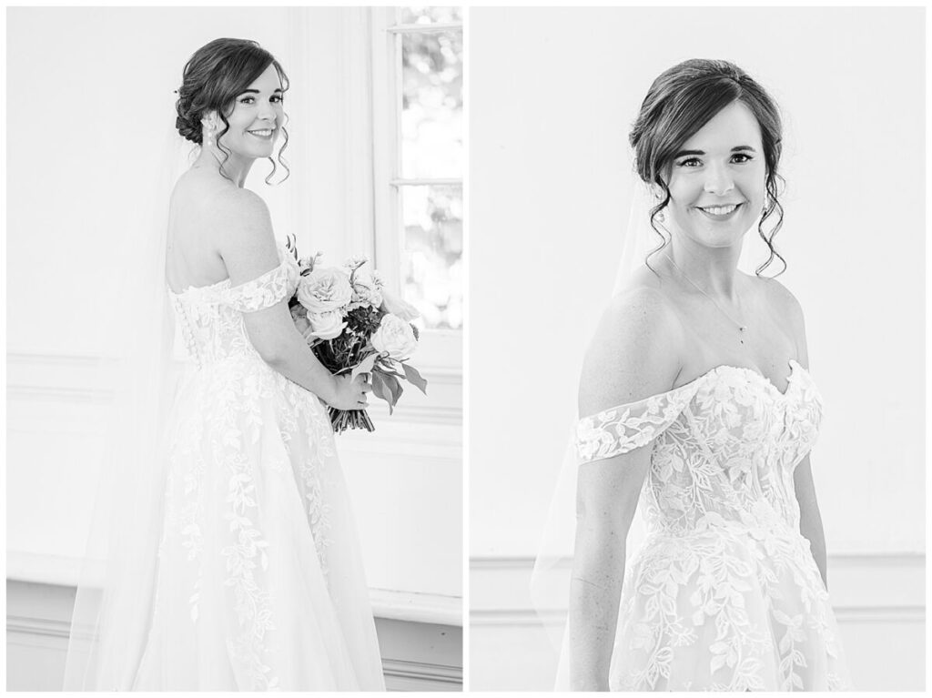 Black and white bridal portraits
