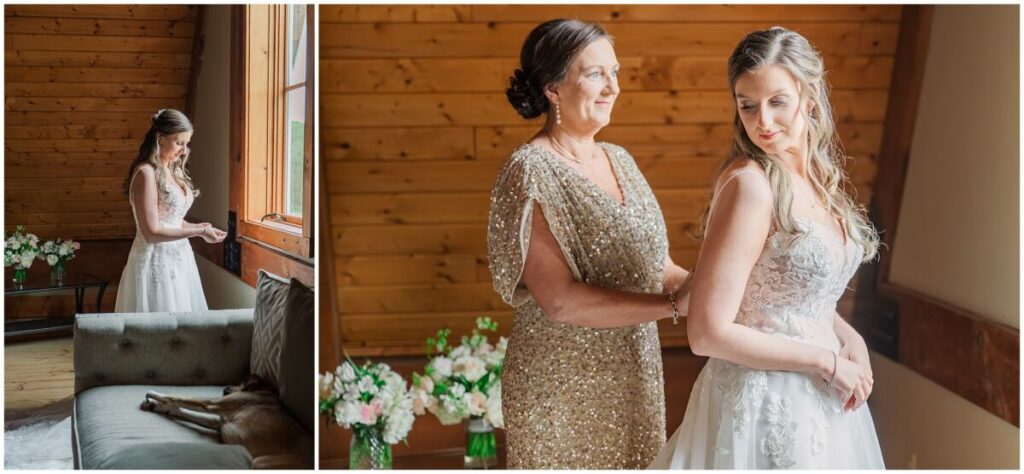 A bride getting ready in the bridal suite