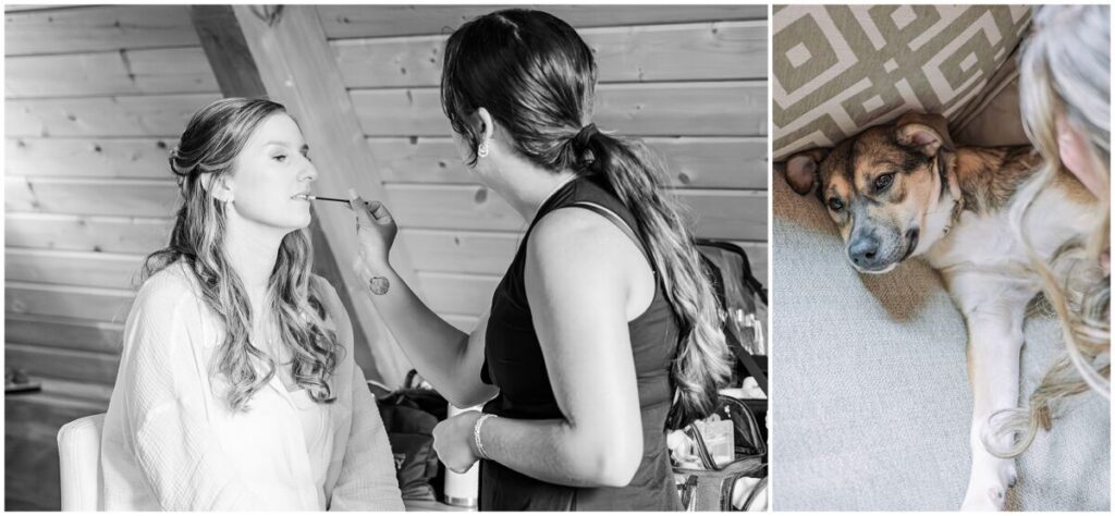 A bride getting ready in the bridal suite