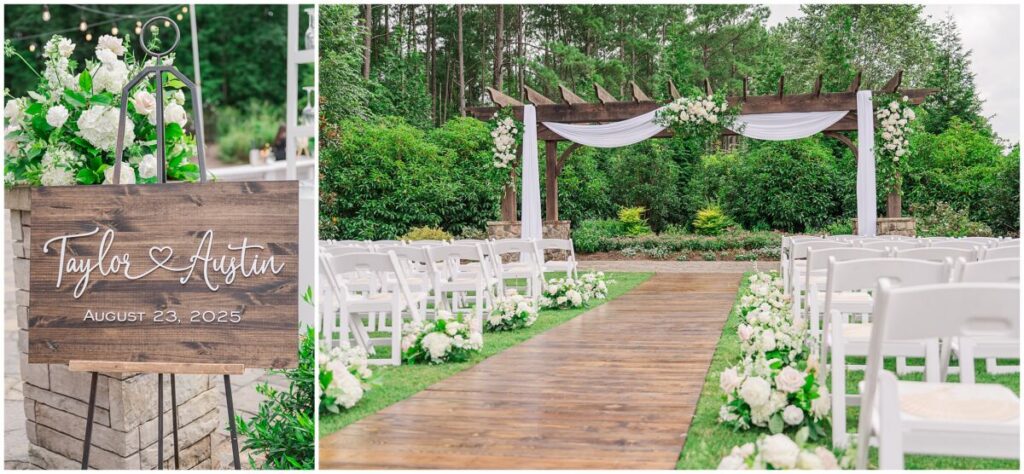 Stunning green, blue, and white wedding details at The Pavilion at Carriage Farm by JoLynn Photography