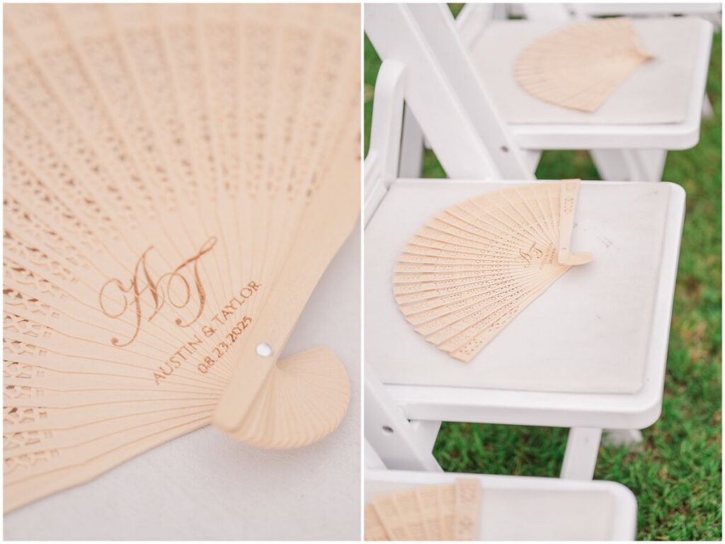 Stunning green, blue, and white wedding details at The Pavilion at Carriage Farm by JoLynn Photography