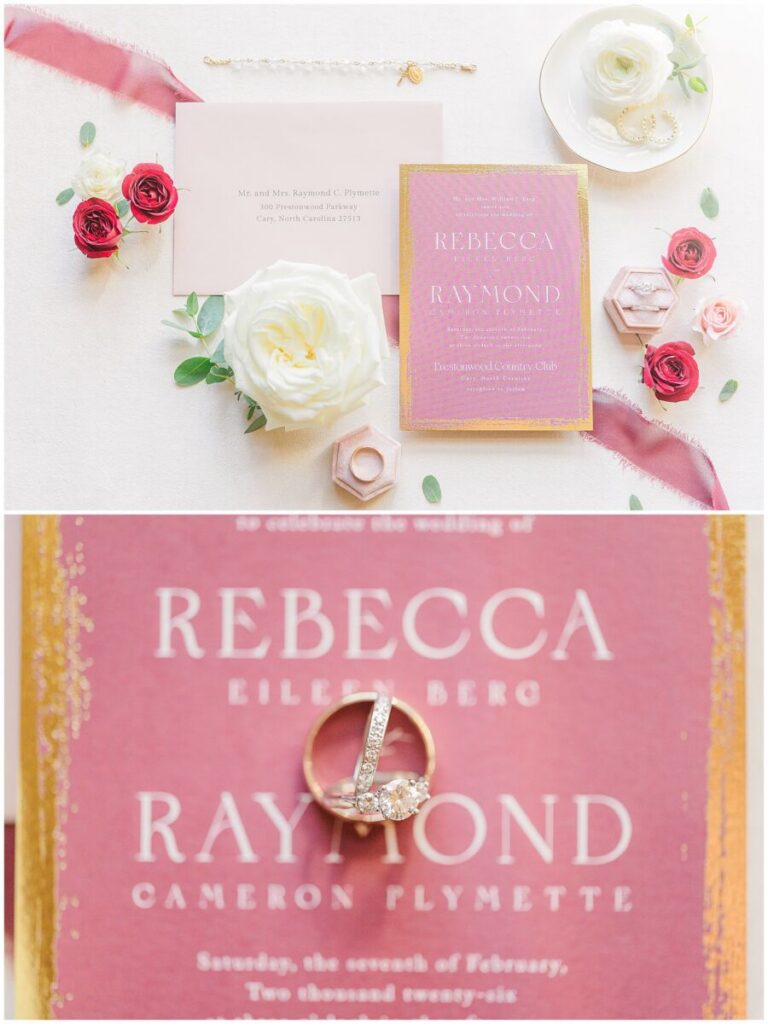 Red and pink wedding details
