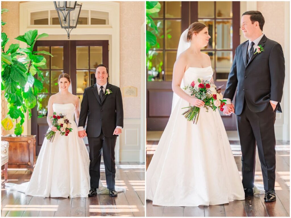 Beautiful wedding portraits of a happy couple during their Cary wedding at The Prestonwood Country Club by JoLynn Photography