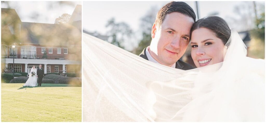 Beautiful wedding portraits of a happy couple during their Cary wedding at The Prestonwood Country Club by JoLynn Photography