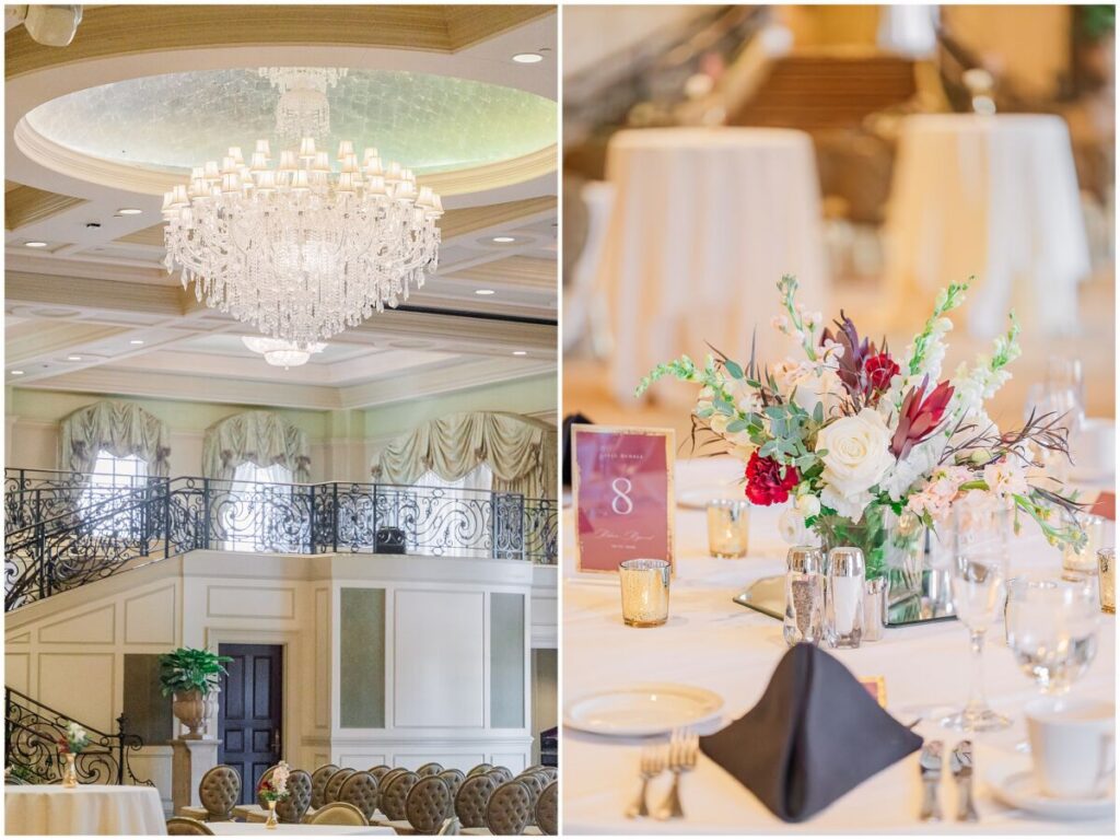 Stunning red, pink, and gold wedding details during a winter wedding in Cary North Carolina