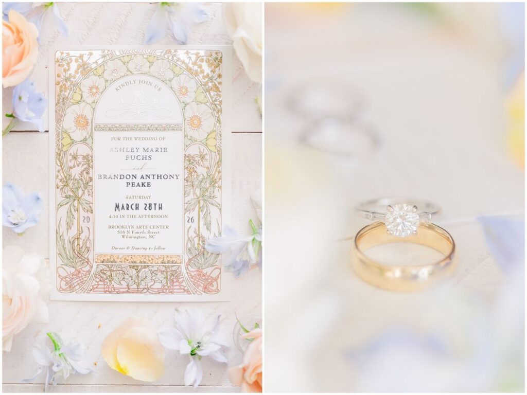Vibrant green, soft pinks, and romantic wedding details for a Brooklyn Arts Center Wedding by JoLynn Photography