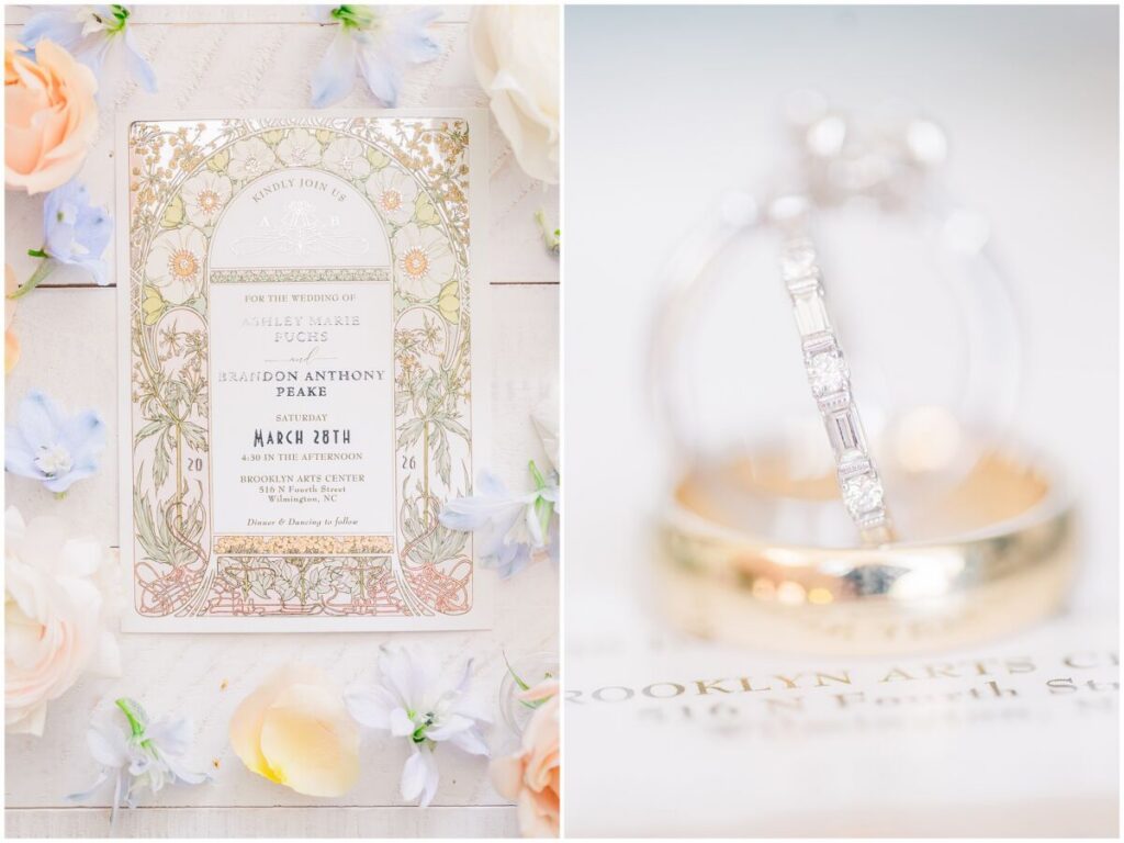 Vibrant green, soft pinks, and romantic wedding details for a Brooklyn Arts Center Wedding by JoLynn Photography