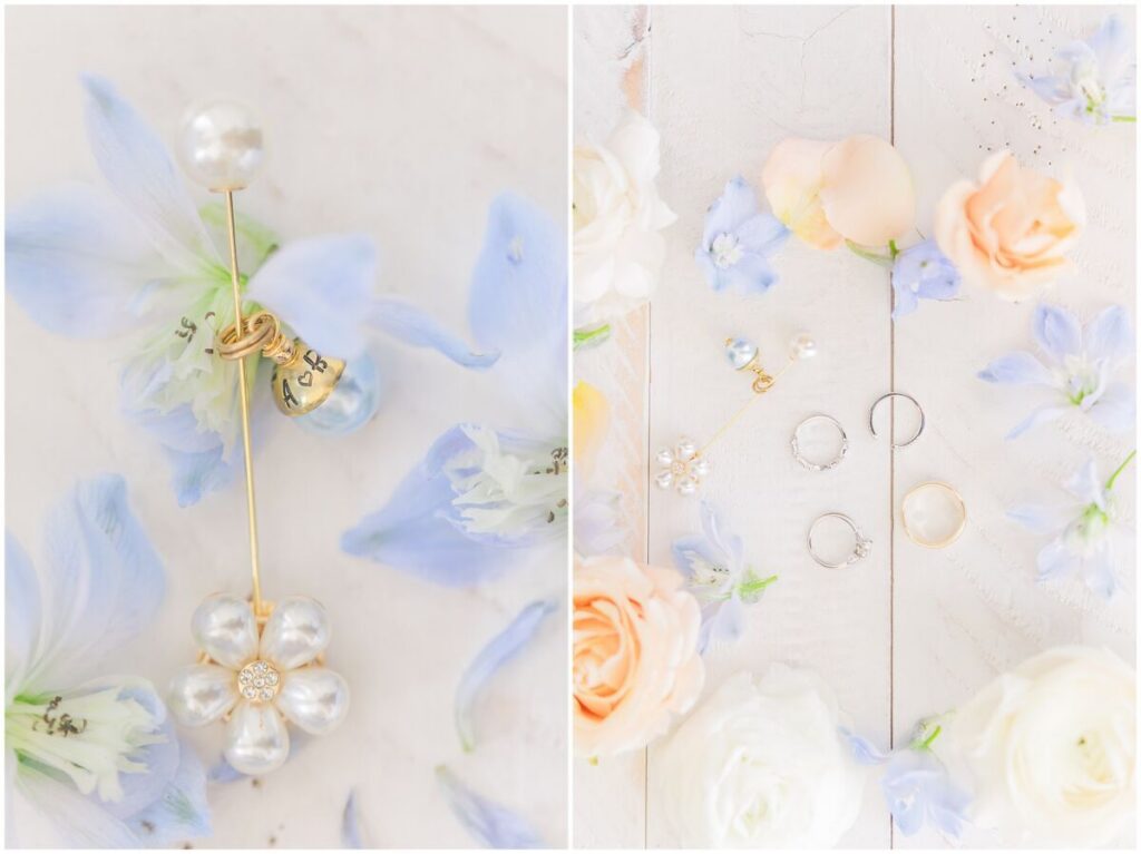 Vibrant green, soft pinks, and romantic wedding details for a Brooklyn Arts Center Wedding by JoLynn Photography