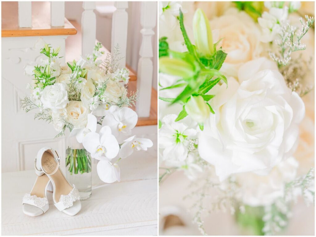 Vibrant green, soft pinks, and romantic wedding details for a Brooklyn Arts Center Wedding by JoLynn Photography