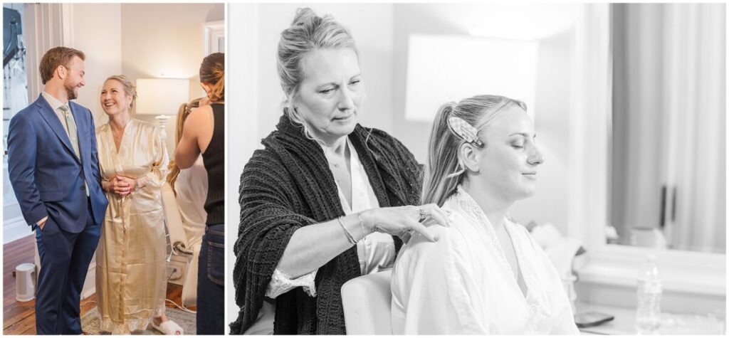 A stunning bride getting ready during her spring wedding day in downtown Wilmington North Carolina by JoLynn Photography