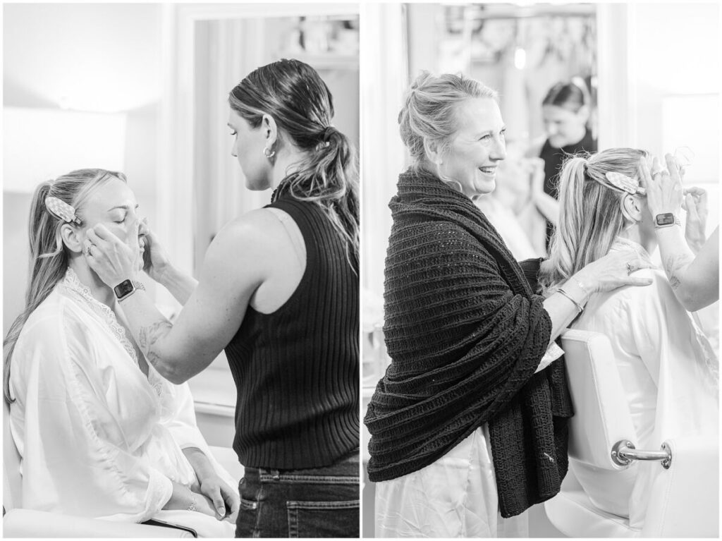 A stunning bride getting ready during her spring wedding day in downtown Wilmington North Carolina by JoLynn Photography
