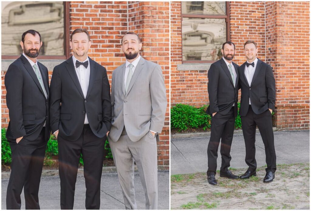 A handsome groom in an all black tux getting ready for his Brooklyn Arts Center Wedding Day by JoLynn Photography