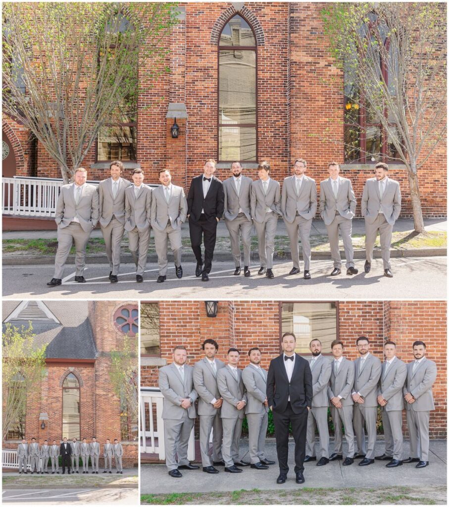 A handsome groom in an all black tux getting ready for his Brooklyn Arts Center Wedding Day by JoLynn Photography