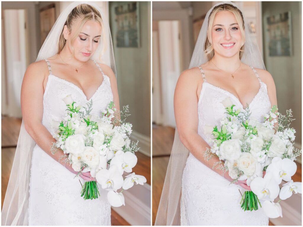 Romantic bridal portraits in a lovely bridal suite during a Brooklyn Arts Center Wedding by JoLynn Photography