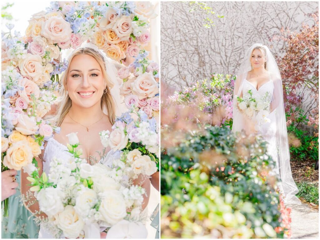 Romantic bridal portraits in a lovely bridal suite during a Brooklyn Arts Center Wedding by JoLynn Photography