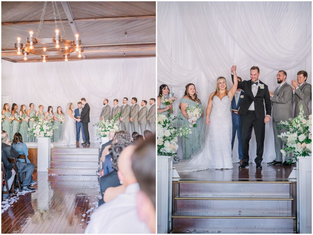 A loving couple enjoying their soft spring Brooklyn Arts Center Wedding surrounded by family and friends by JoLynn Photography
