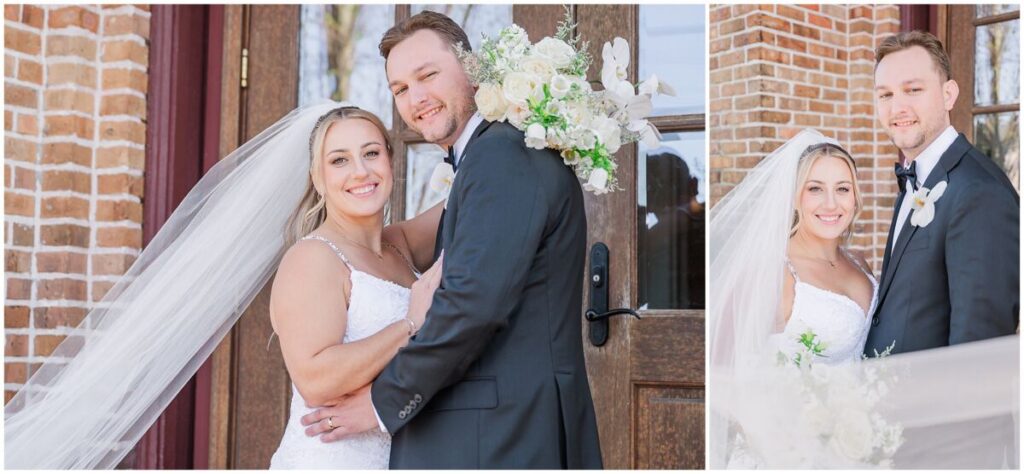 A happy couple enjoying their portraits during their Brooklyn Arts Center wedding day by JoLynn Photography