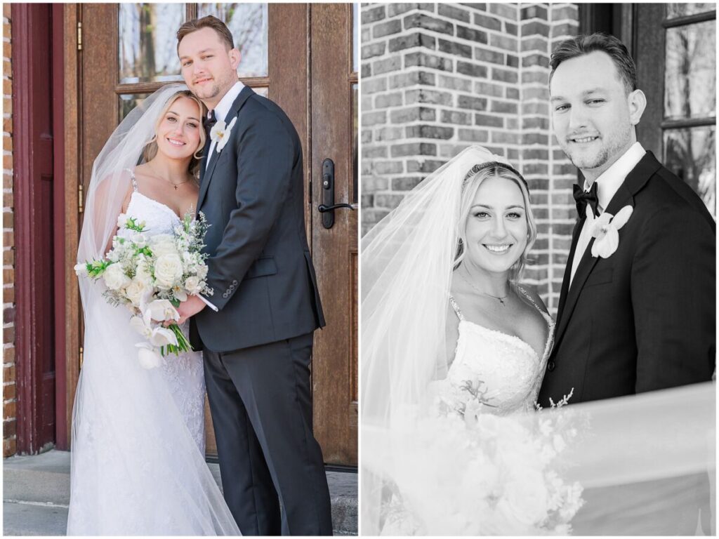 A happy couple enjoying their portraits during their Brooklyn Arts Center wedding day by JoLynn Photography