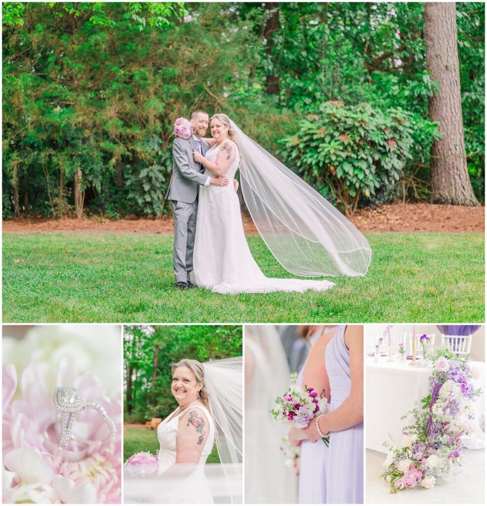 A beautiful summer wedding wrapped in purples and pops of gold at Terra Blooms Farm by JoLynn Photography