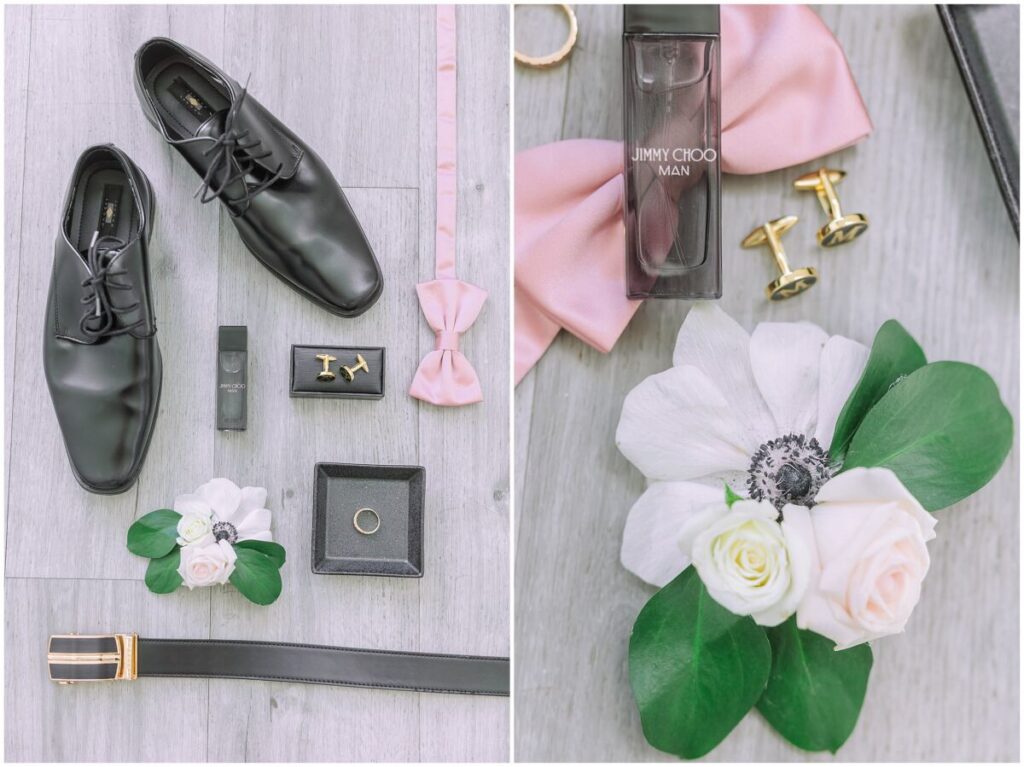 Groom details on a wedding day