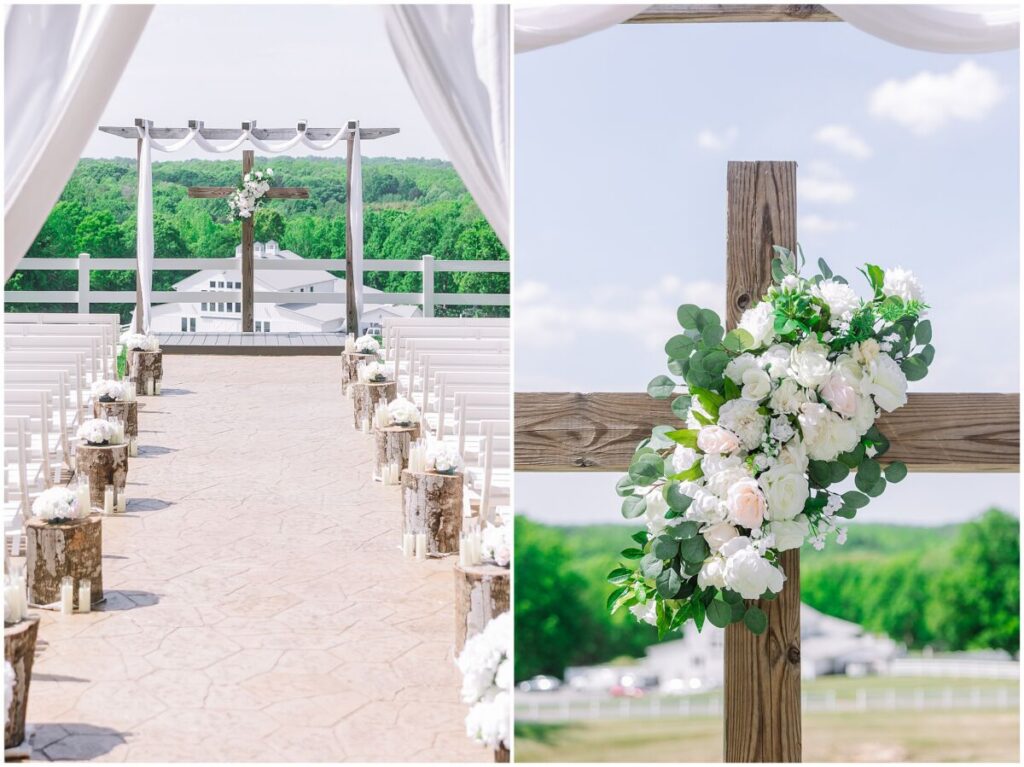 Soft romantic wedding details at The Plateau at The Barn at Blue Sky Farm