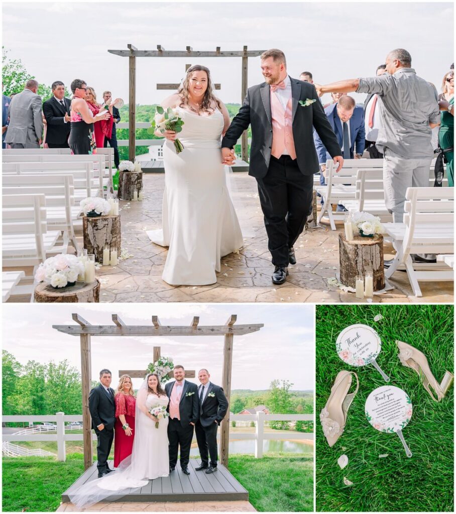 A beautiful wedding ceremony during the springtime at The Barn at Blue Sky Farm by JoLynn Photography