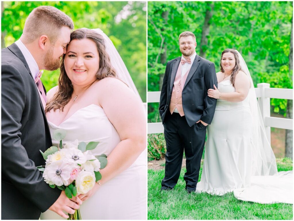 A happy couple during golden hour portraits at The Barn at Blue Sky Farm by JoLynn Photography