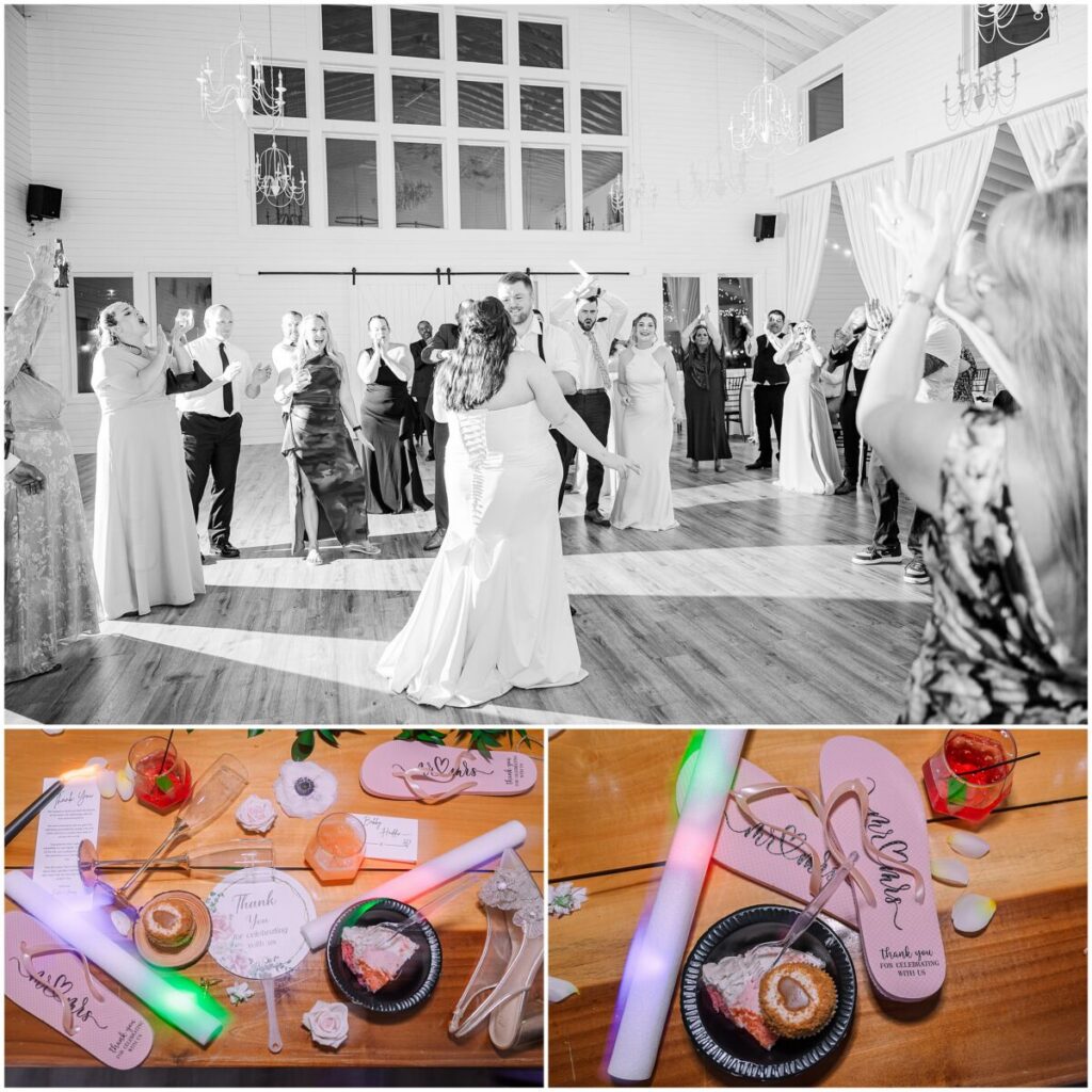 The end of a fun wedding at The Barn at Blue Sky Farm
