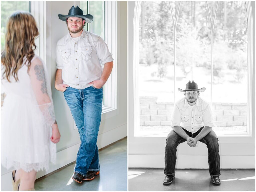 Glowing summer portraits at the chapel during a beautiful afternoon during a Pavilion at Carriage Farm engagement by JoLynn Photography