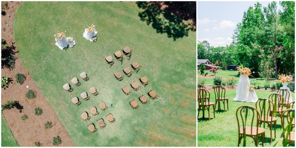 A bright summer afternoon full of vibrant colors at a ceremony site at Stone Manor by JoLynn Photography