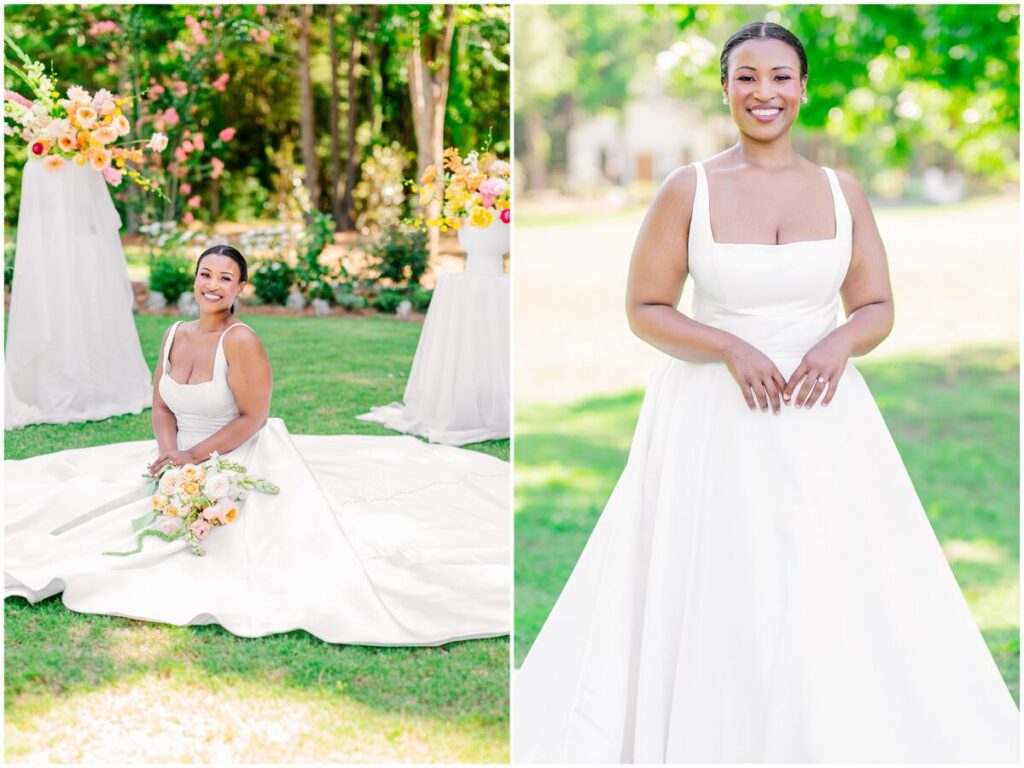 Romantic bridal portraits during a vibrant summer wedding day at Stone Manor by JoLynn Photography