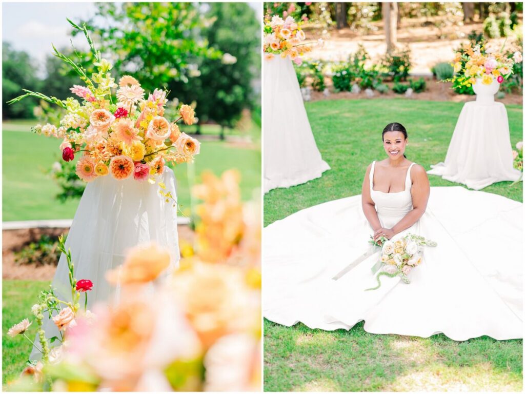 Romantic bridal portraits during a vibrant summer wedding day at Stone Manor by JoLynn Photography