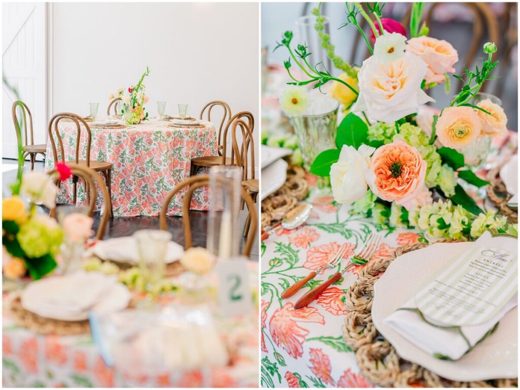 Bright details on a wedding day reception