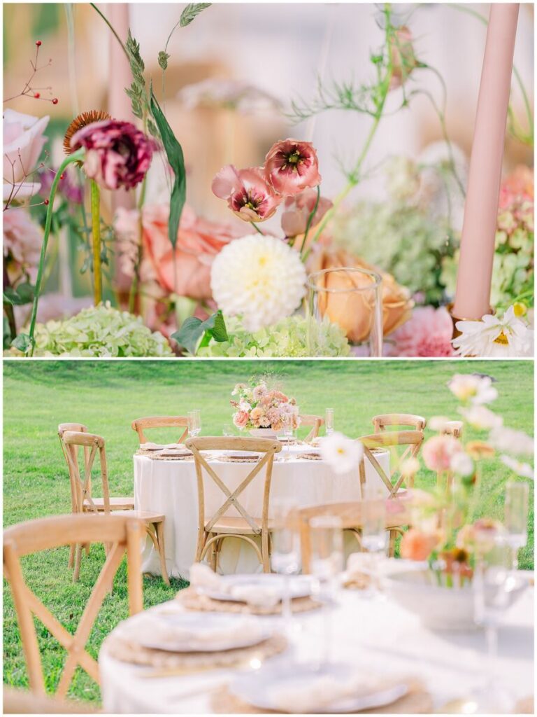 Warm fall wedding reception details