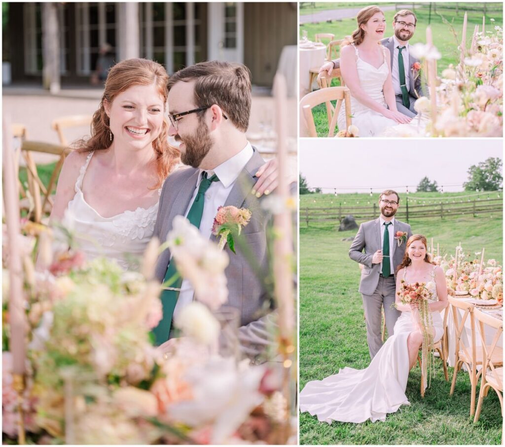 A loving couple on their September wedding day at Big Spring Farm entering their wedding reception by JoLynn Photography