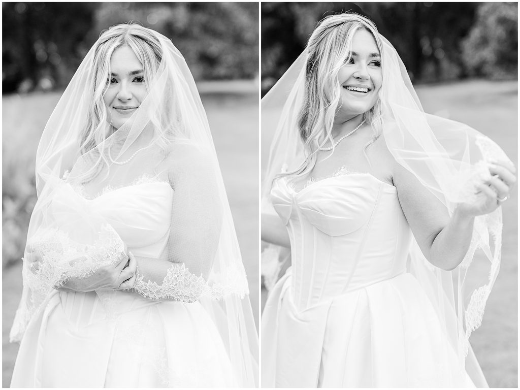 Black and white bridal portraits