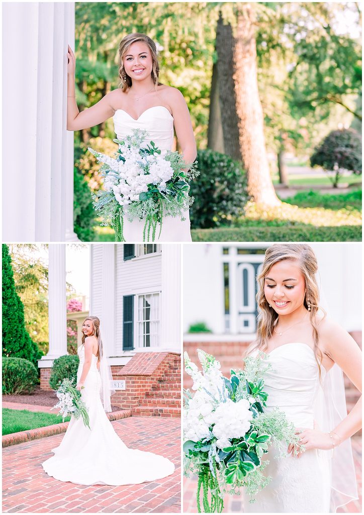 A glowing blonde bride enjoying this season of life without a care in the world during her Rose Hill Estate bridal portrait session by JoLynn Photography