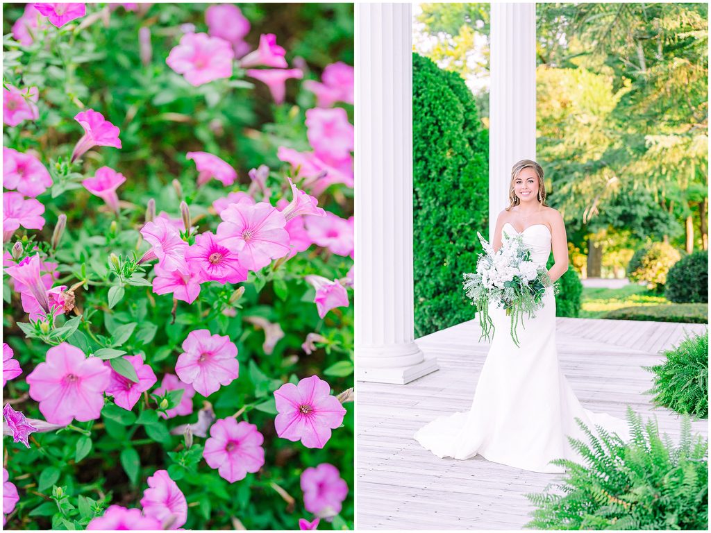 Rose Hill Estate bridal portrait on the front steps of the Manor Home