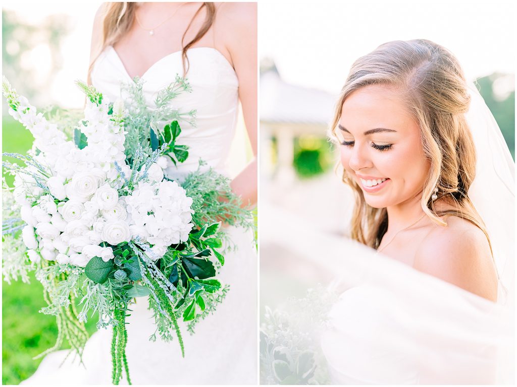 A stunning Rose Hill Estate bridal portrait during a summer sunset overlooking the water during a dreamy session by JoLynn Photography